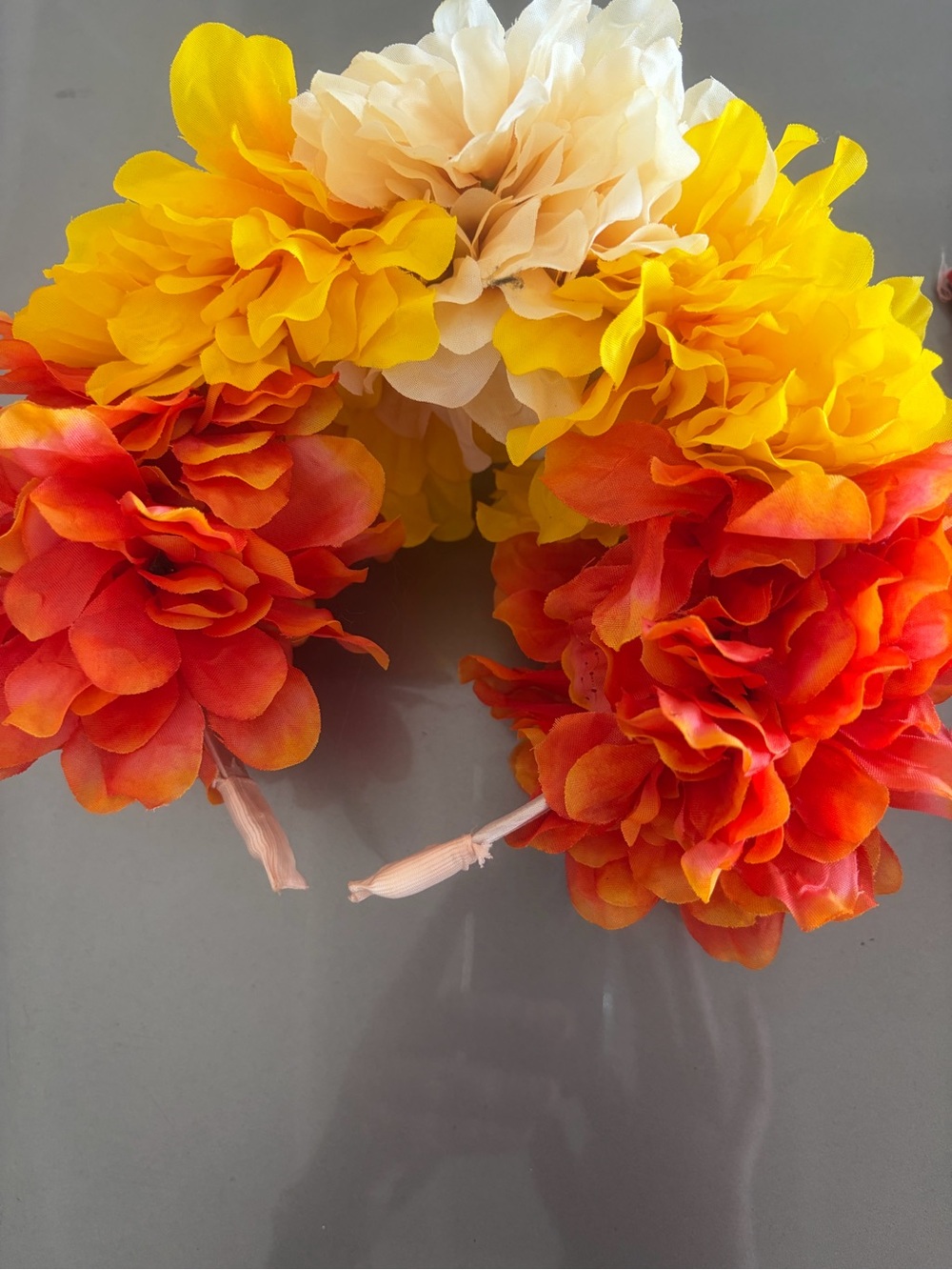 Vibrant Yellow, Orange & Cream Faux Floral Headband